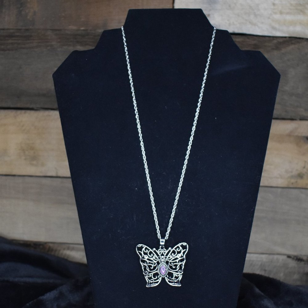 NWT Toni Filigree and Fluorite Butterfly Necklace or Brooch